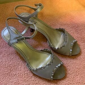 Platinum bp Gold Ruffle Strap Heels